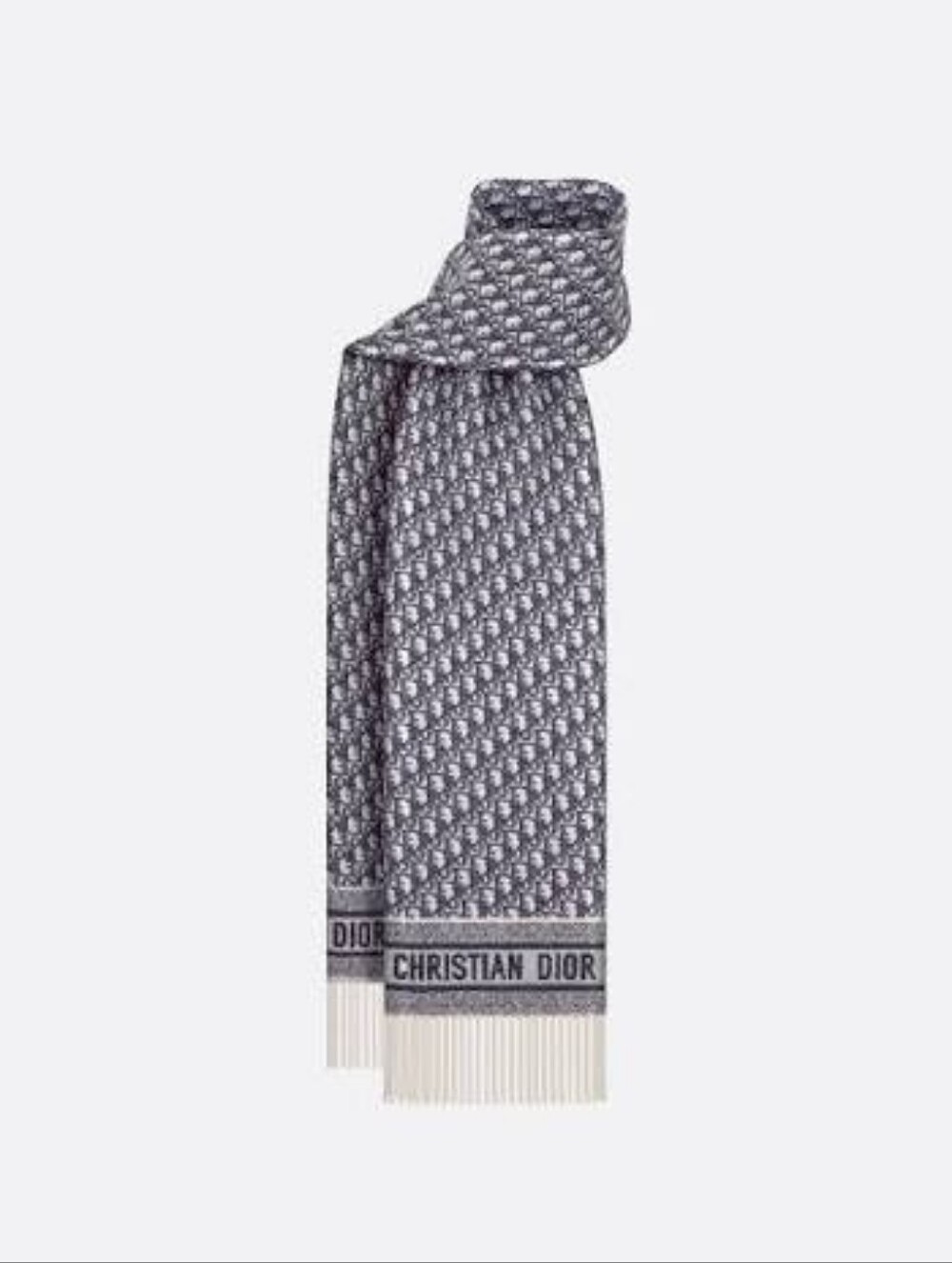 NEW ✨ DIOR ✨🩶 100% Cashmere Reversible Gray Large Fringed Scarf Shawl Wrap 🩶 - Picture 7 of 15
